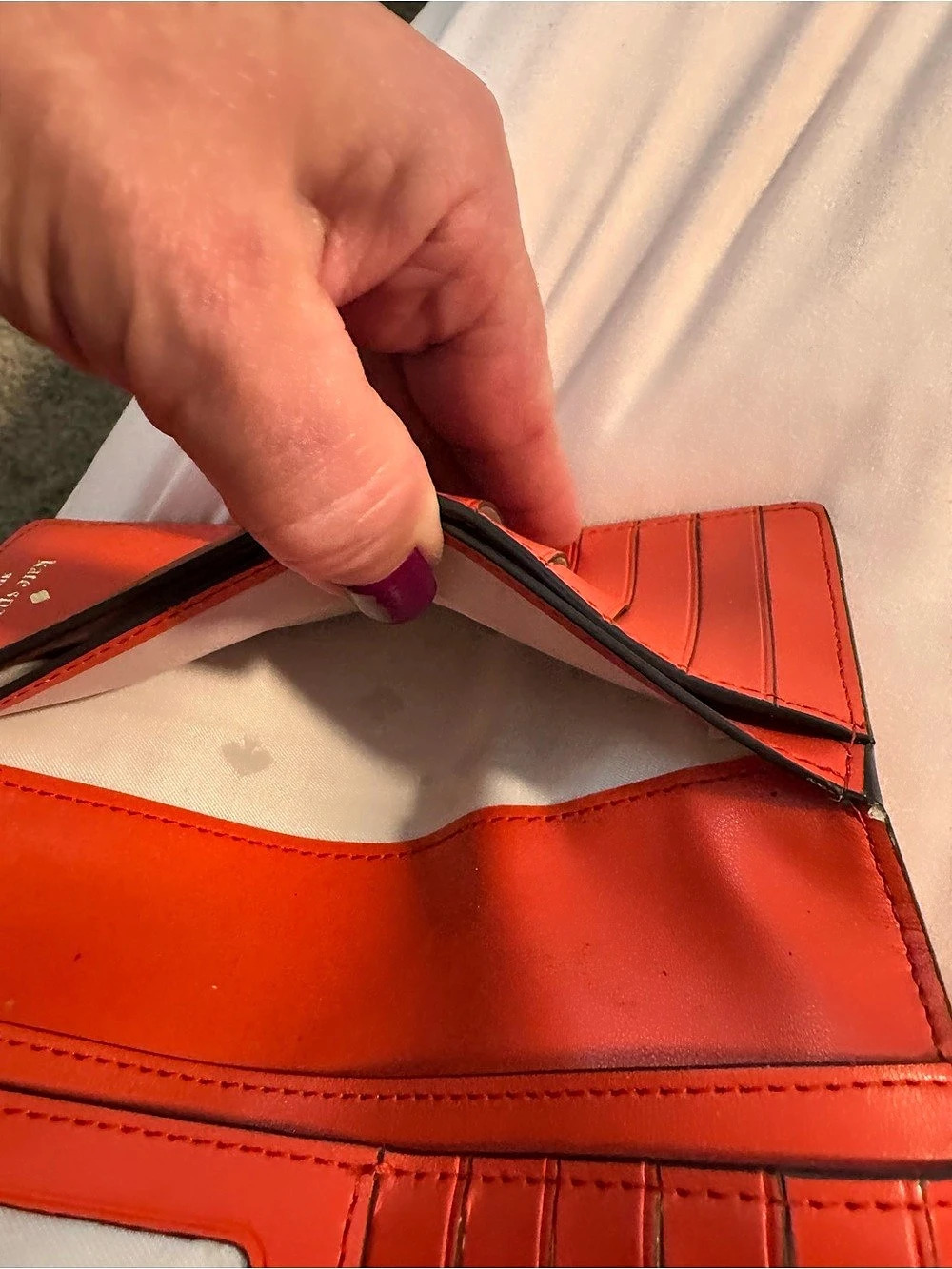 Kate Spade Staci Large Slim Bifold Wallet Orange - Picture 7 of 8